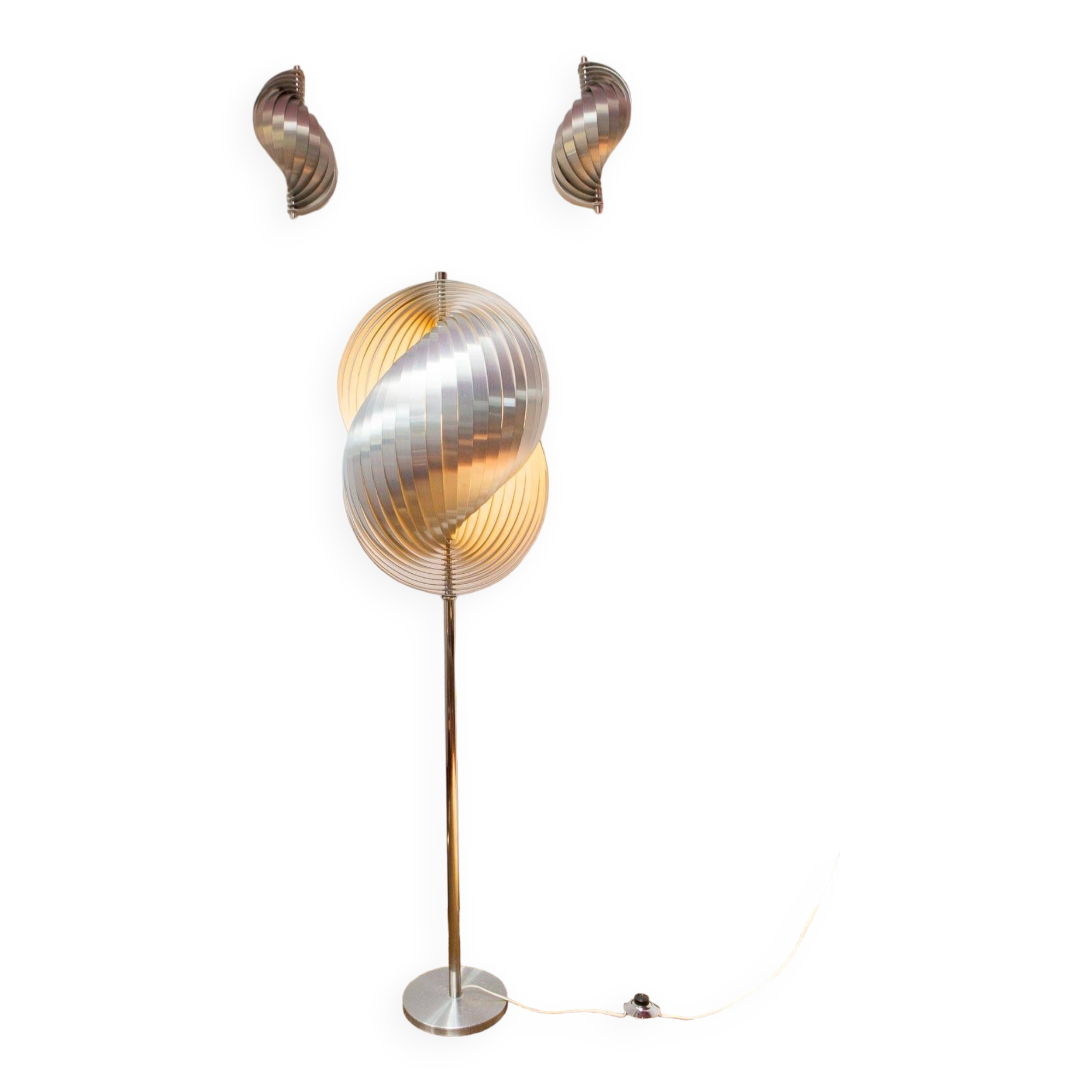 Set 2 wall lamps + floor lamp Gordes / Moon Henri Mathieu