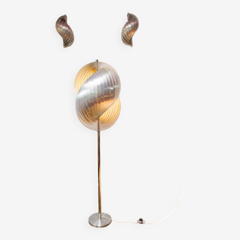 Set 2 wall lamps + floor lamp Gordes / Moon Henri Mathieu