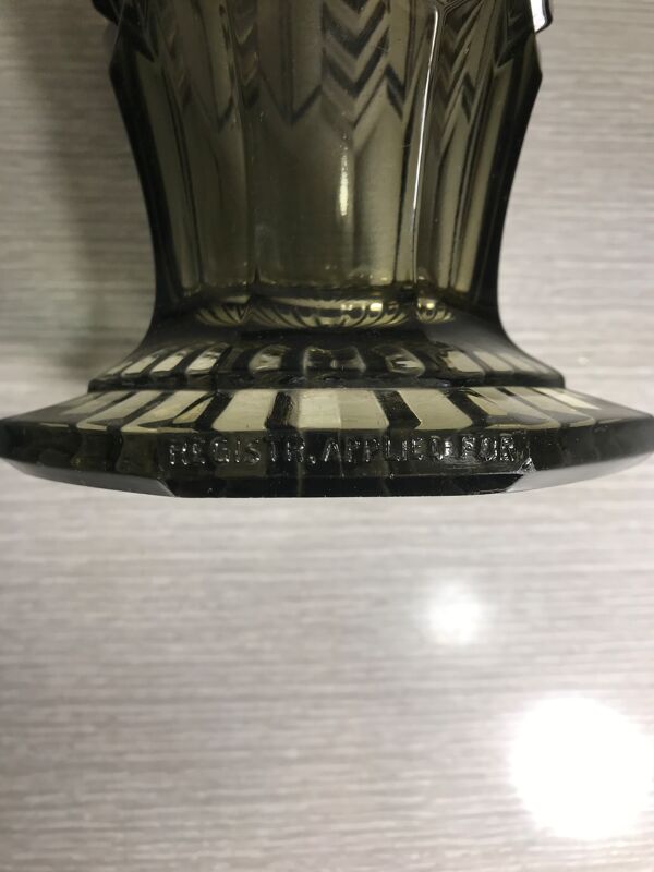 Vase ancien art deco verre moule fumé forme étoile années 30 vintage