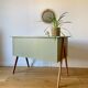 Bureau scandinave en teck restauré - Pieds compas