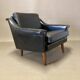 Black leather armchair "Scandinavian design" 1950.