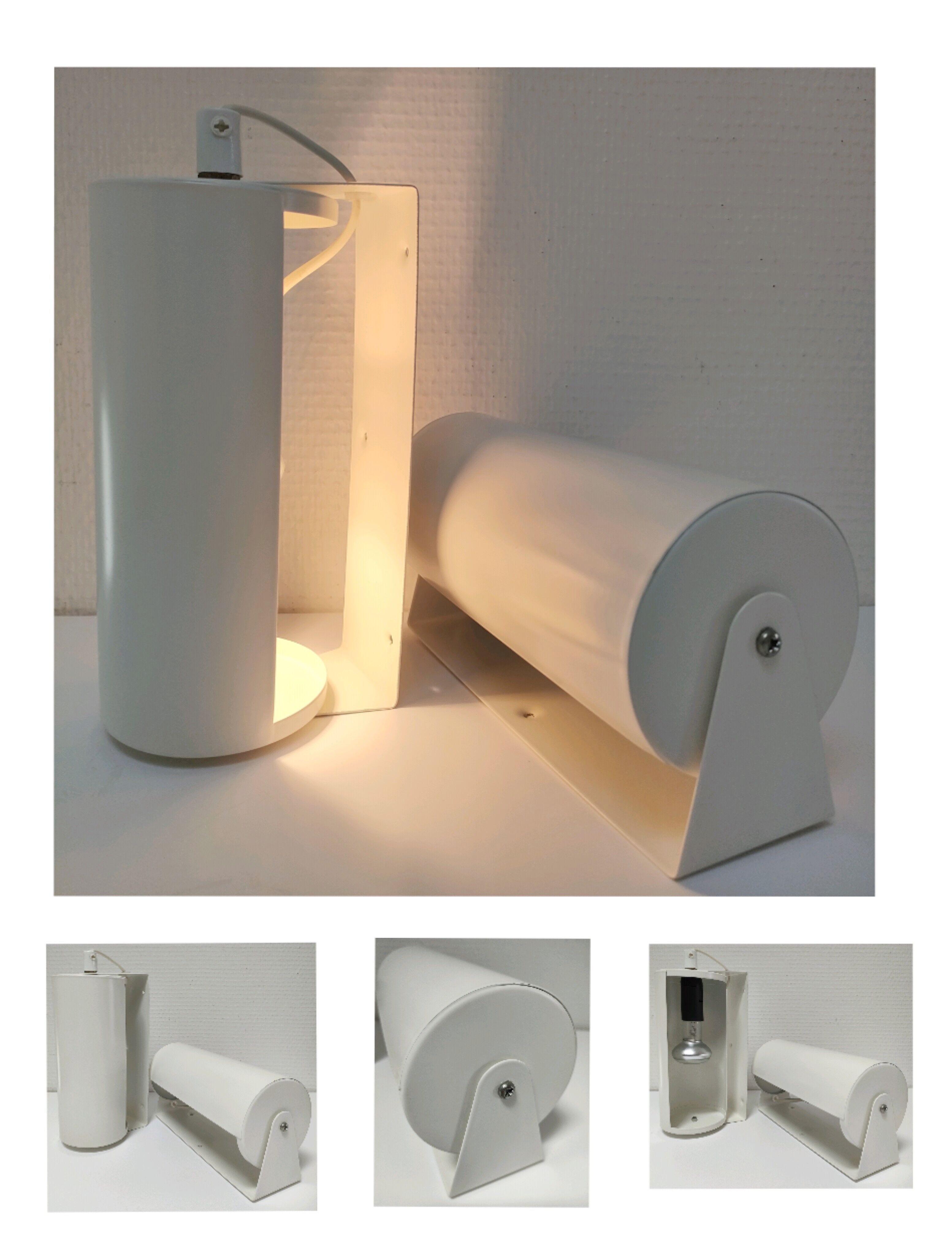 Pair of wall lamps Ikea vintage design Lod V413 white metal