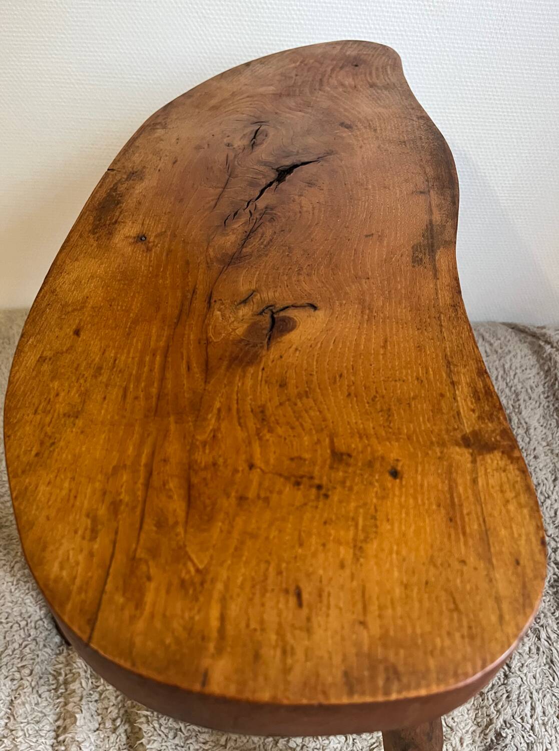 Brutalist mountain-style wooden bench stool