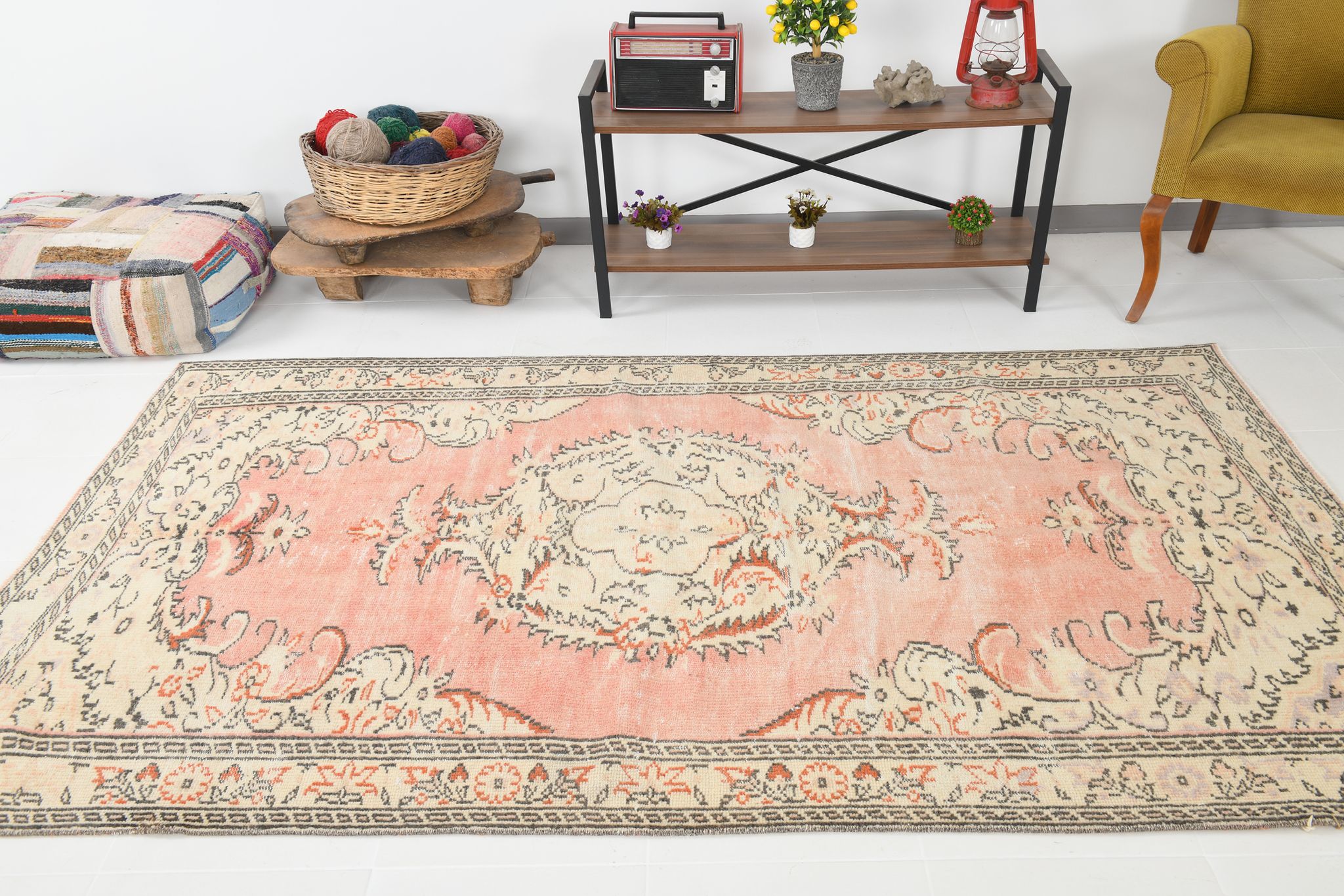 5x9 Madallion Pastel Vintage Rug, 263x160Cm