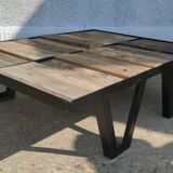 Table basse bois et métal de style industriel