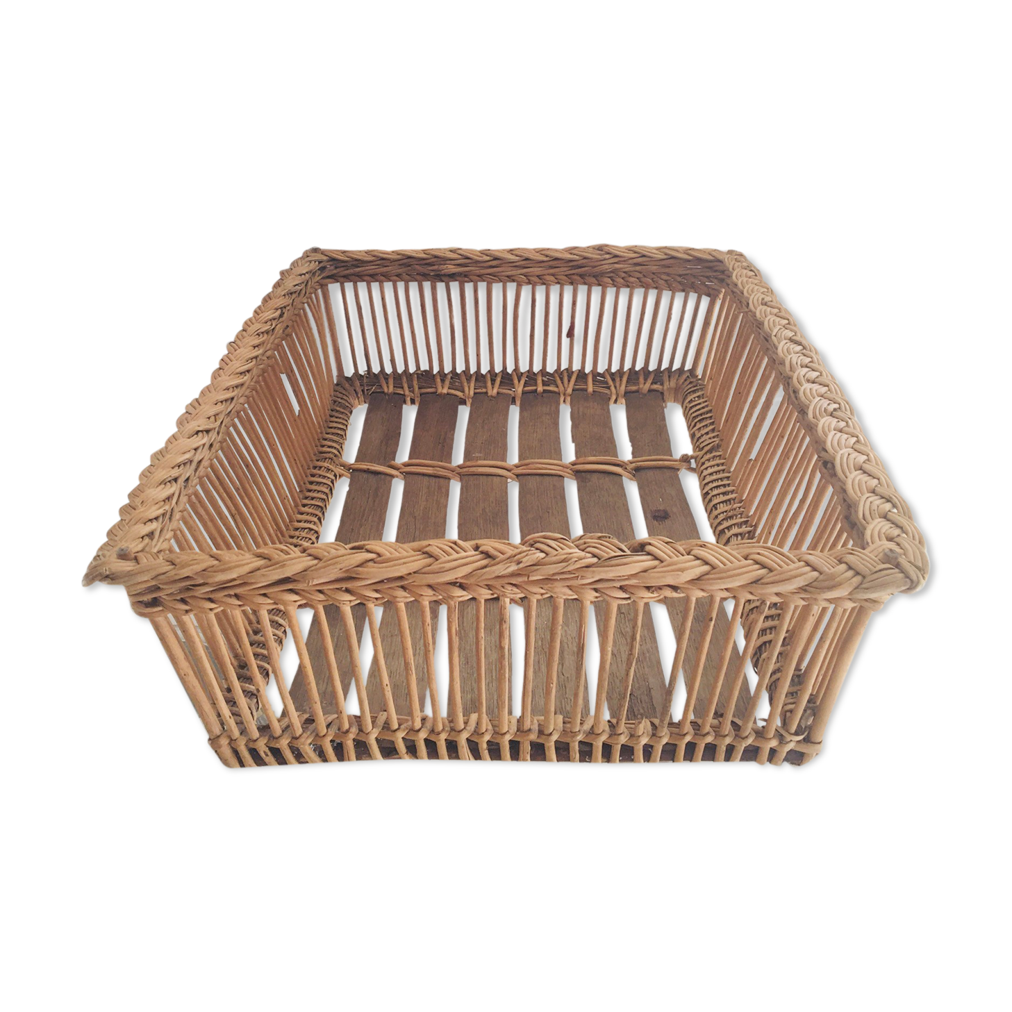 Rectangular wicker flat basket
