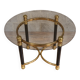 Round side table in brass and smoked glass – 1970s