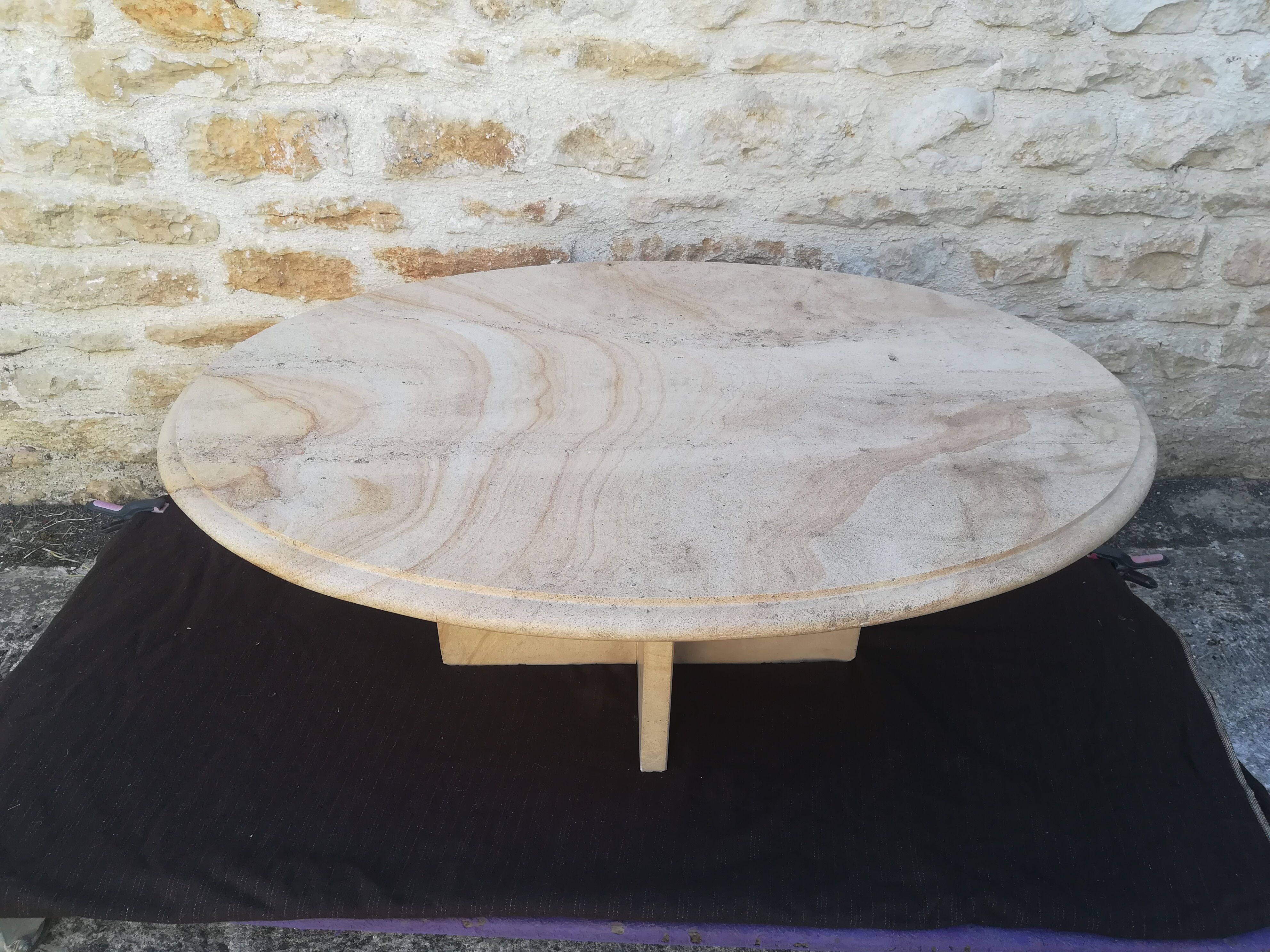 Natural travertine coffee table