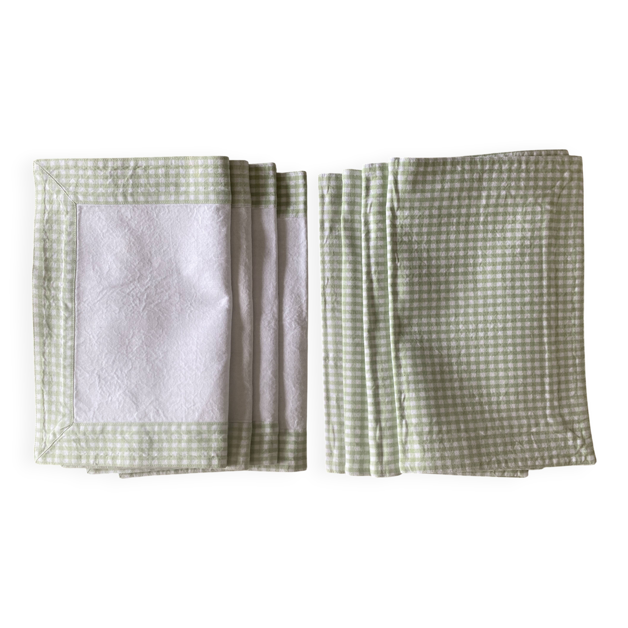 Set of 8 double-sided gingham placemats - 45x35cm - cotton