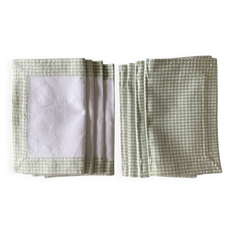 Set of 8 double-sided gingham placemats - 45x35cm - cotton
