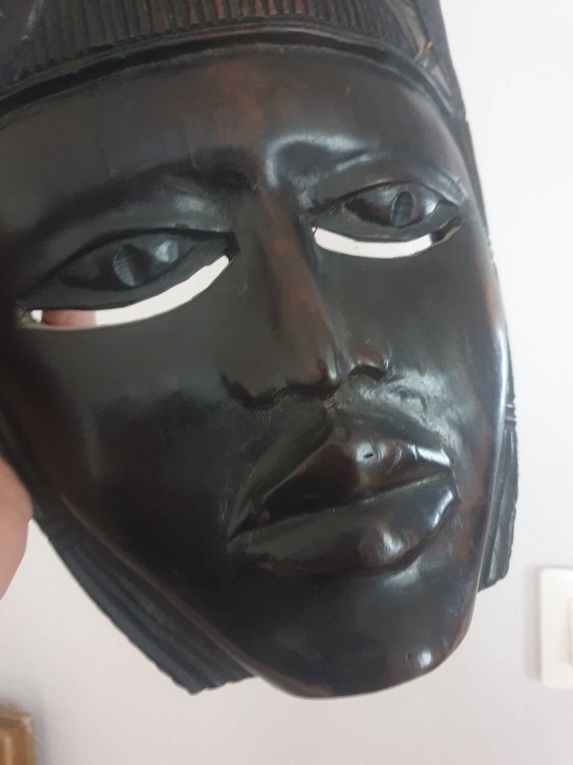 African ceremonial mask in handmade ebony wood