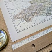 Map of Pyrénées-Orientales, 1889. Authentic Vintage.