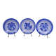 Set of 3 KetG Lunéville plates in blue with fruit patterns