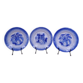 Lot de 3 assiettes KetG Lunéville coloris Bleu motifs fruits