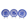 Set of 3 KetG Lunéville plates in blue with fruit patterns