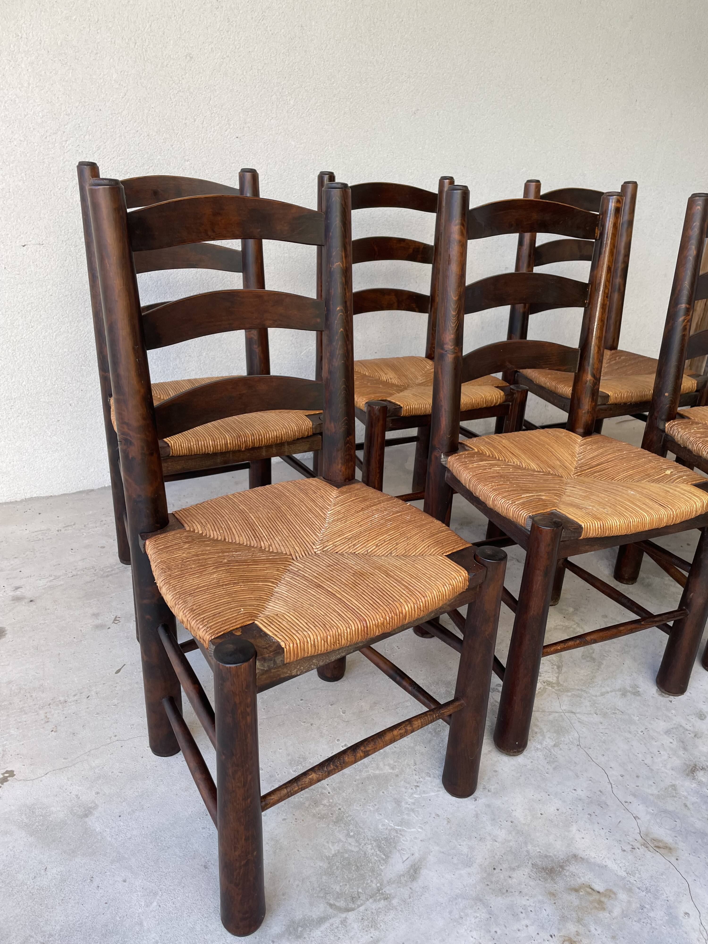 6 Brutalist Georges Robert chairs c.1950