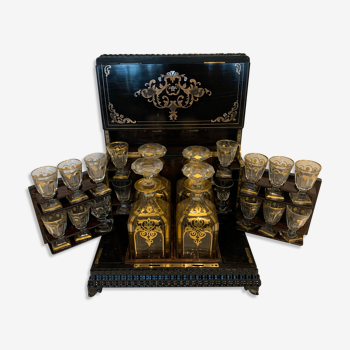 Cave a liqueur complète boulle coffret napoléon iii boite marqueterie xix siècle