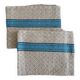 Set of 2 jacquard tea towels with blue stripes - mixed breed linen / cotton - 67x50cm
