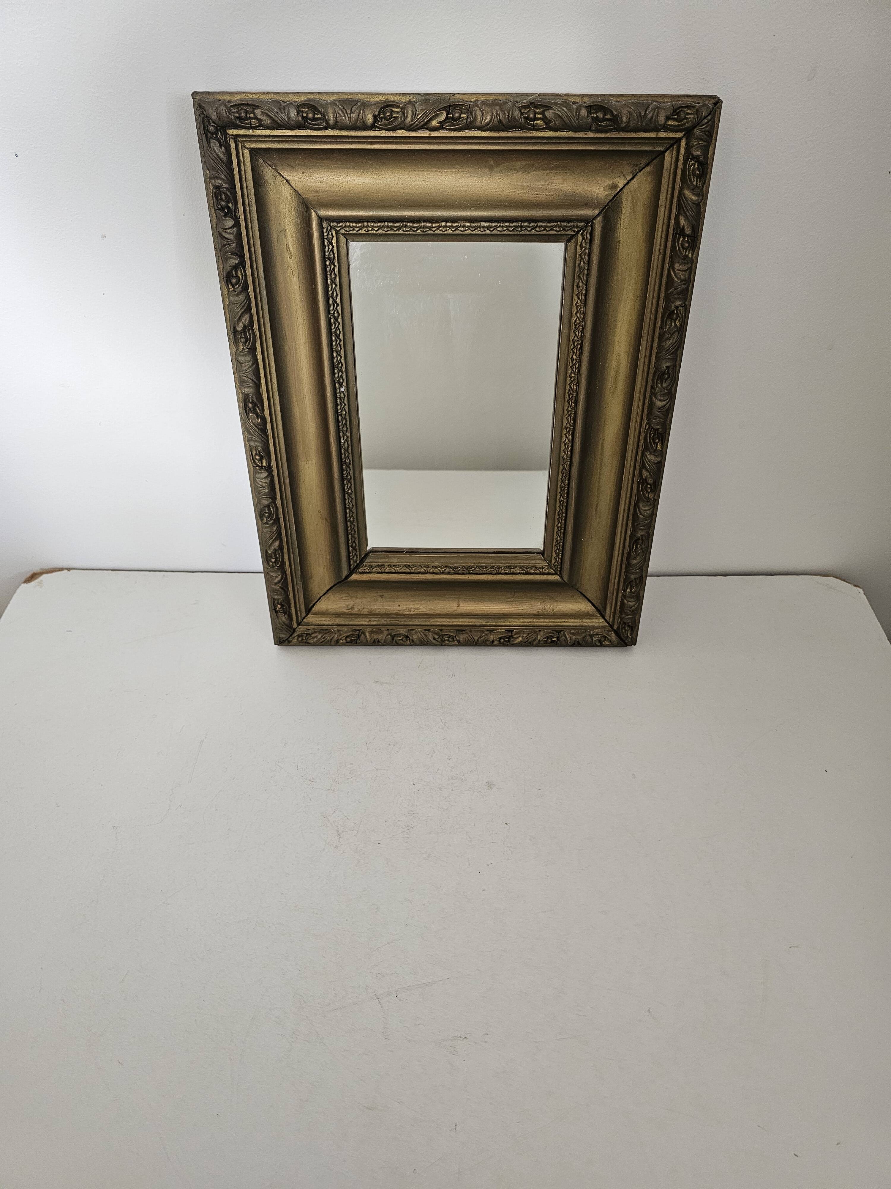 Antique Rectangular Mirror with a gilded wooden frame 35cm x 27cm