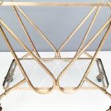 Brass Serving Cart with Glass Shelves, Italy
