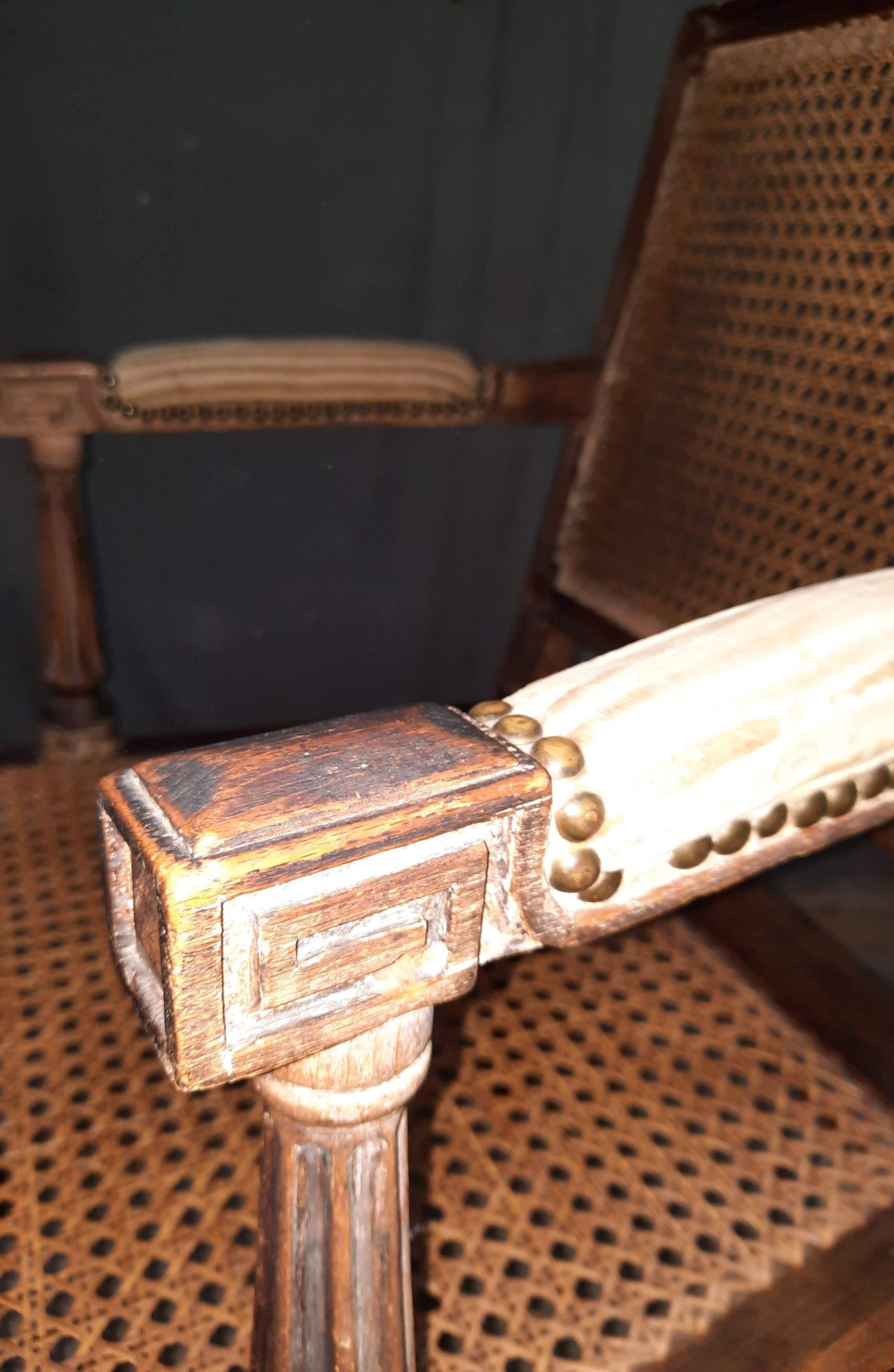 Pair of cane armchairs from the Louis XVI style