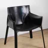 Fauteuil vintage en cuir noir - Années 80