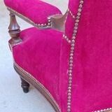 Bergère armchair (completely refurbished, including tacks, velvet fabric and seat)