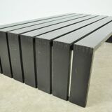 Vintage handmade wide SLATTED bench / side table, Netherlands 1970s