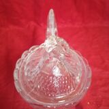 Glass chicken butter dish