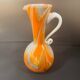 Marbled orange and white glass vase with applied handle – Art Deco