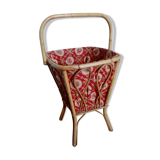 Square-shaped 1960s wicker knitting cart worker