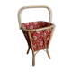 Square-shaped 1960s wicker knitting cart worker