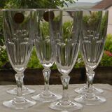 Set of 6 arques crystal champagne flutes. bergamo model.