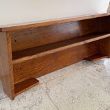 Vintage solid oak geometric wall shelf
