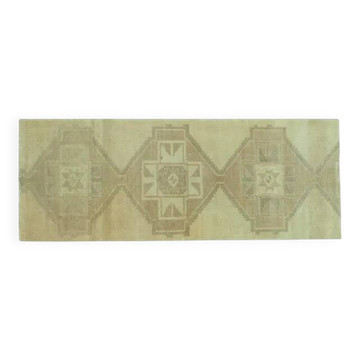 1970s Vintage Turkish Handmade Wool & Cotton Orange Runner Rug 86x230