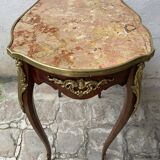 Napoleon III kidney table in Louis XV style with marble top