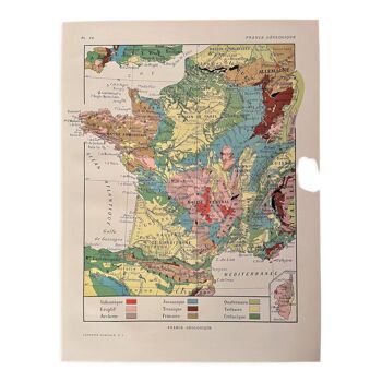 Old geological France map - 1920