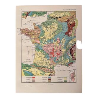 Ancienne carte de France géologique - 1920