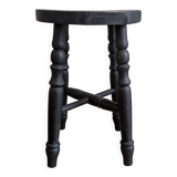 Antique solid wood stool with turned legs – rustic country style