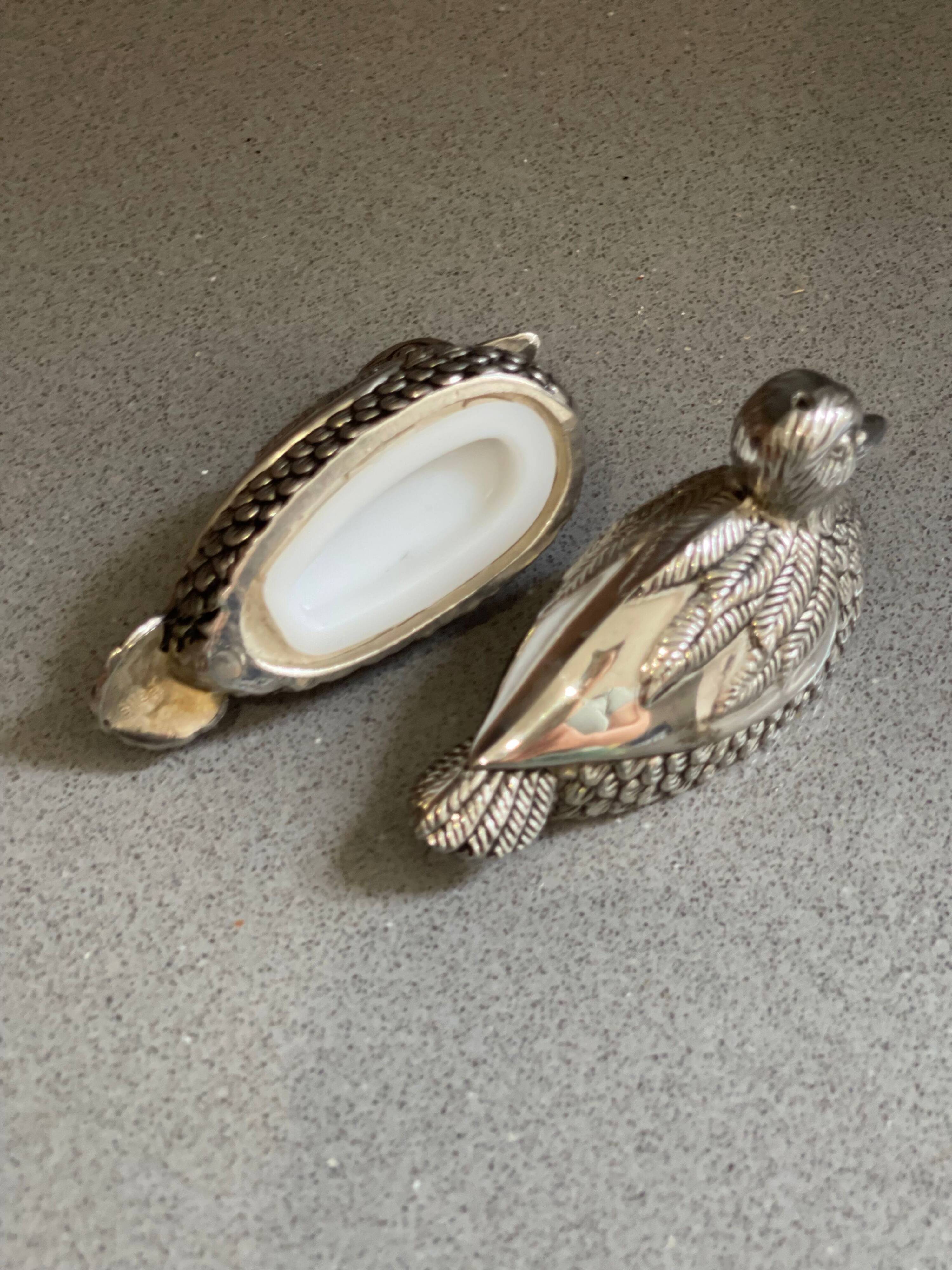 Vintage Pheasant Bird Silver Plated Figurine Salt & Pepper Shakers - a Pair