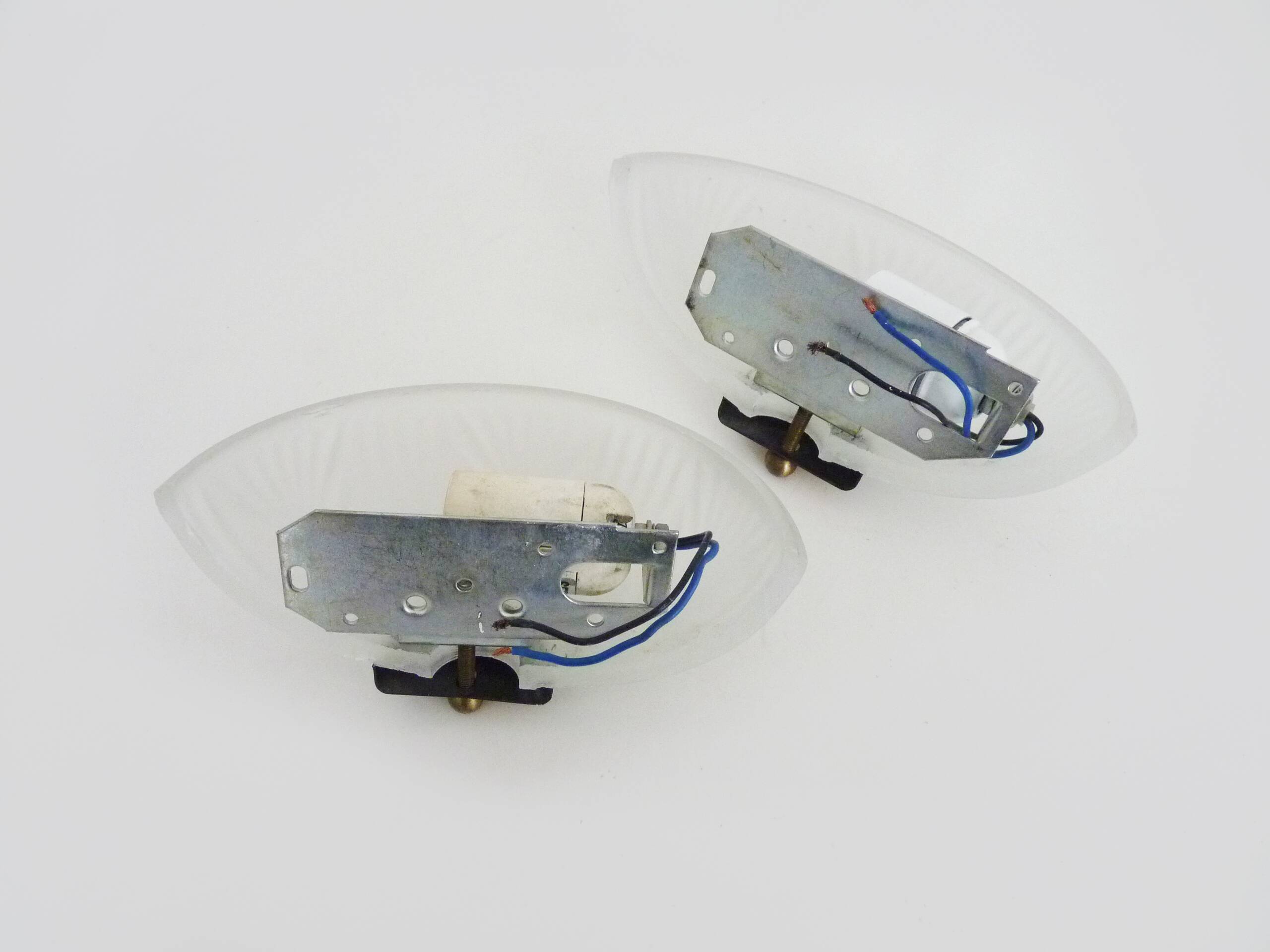 Pair of Art Deco style half-moon wall lights from the 80s