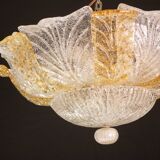 Italian Orange and Trasparent and Murano Glass Ceiling Light