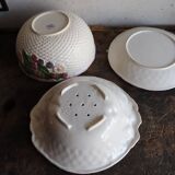 Salad bowl and drainer in vintage slip