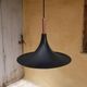 Vintage tulip hanging lamp in black metal and copper