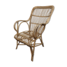 Vintage rattan armchair high backrest