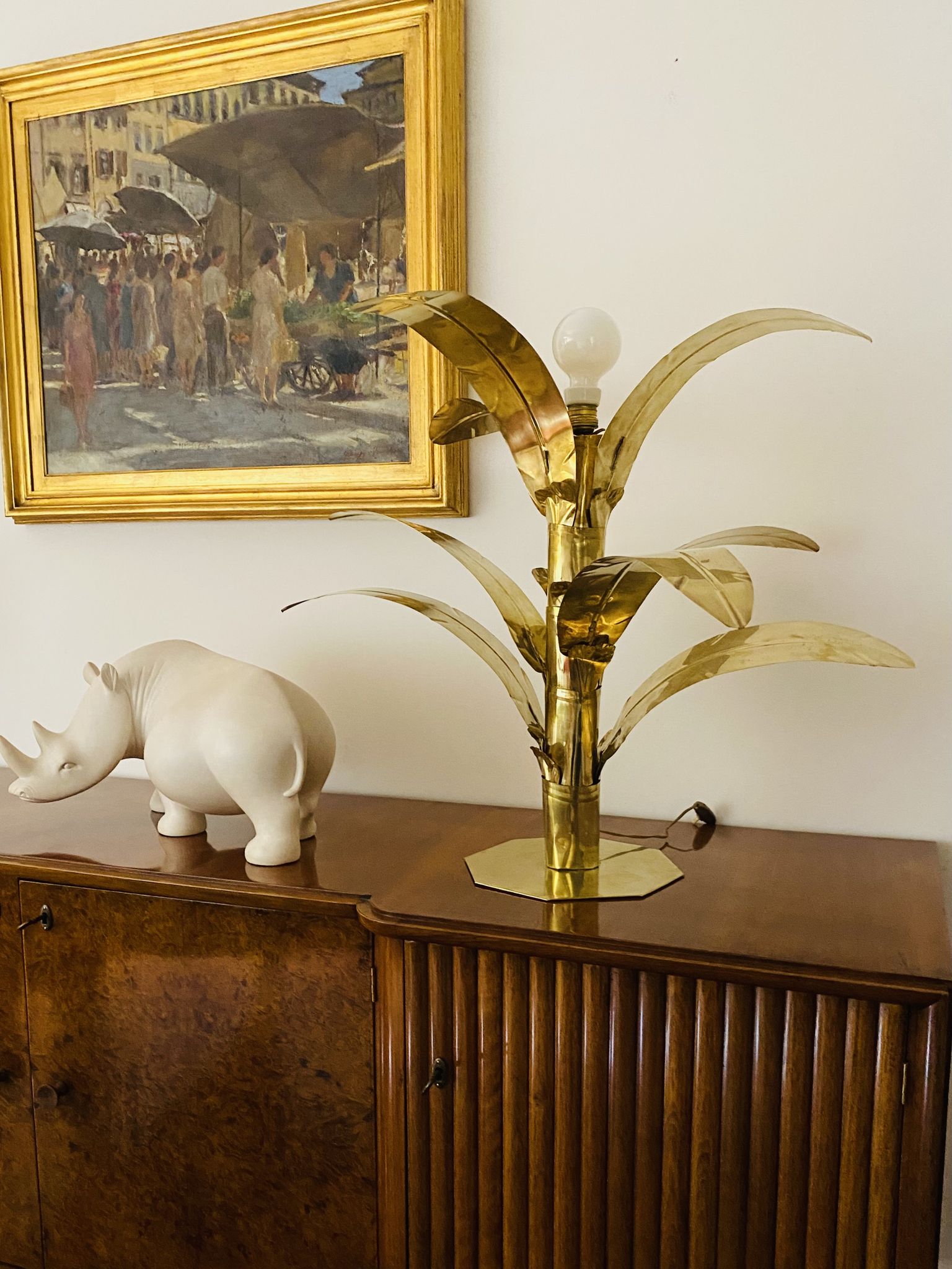 Palm tree brass floor/table lamp, Bottega Gadda Italy, 1960