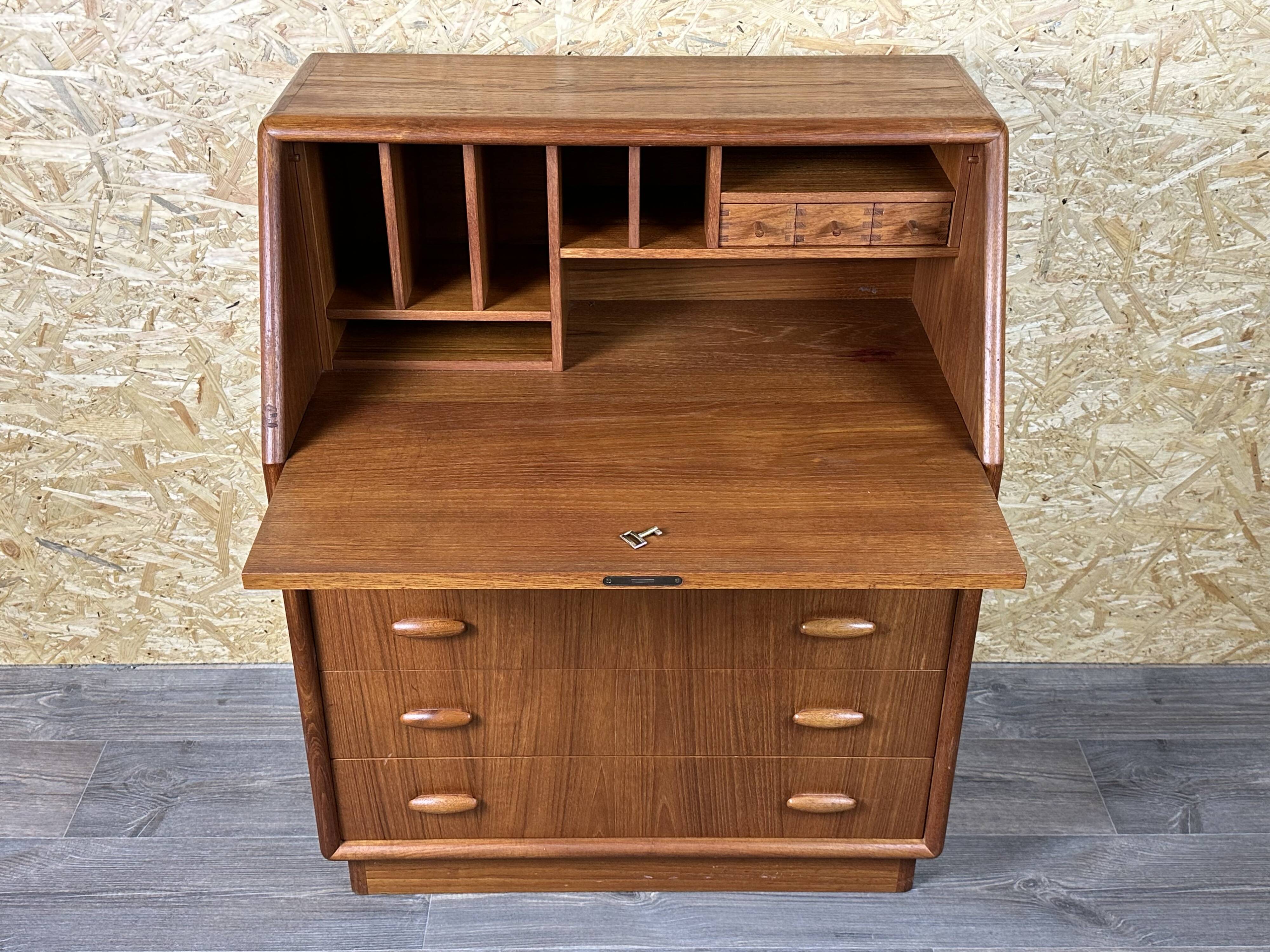 60s 70s teak secretary chest of drawers Danish Modern by Dyrlund Denmark