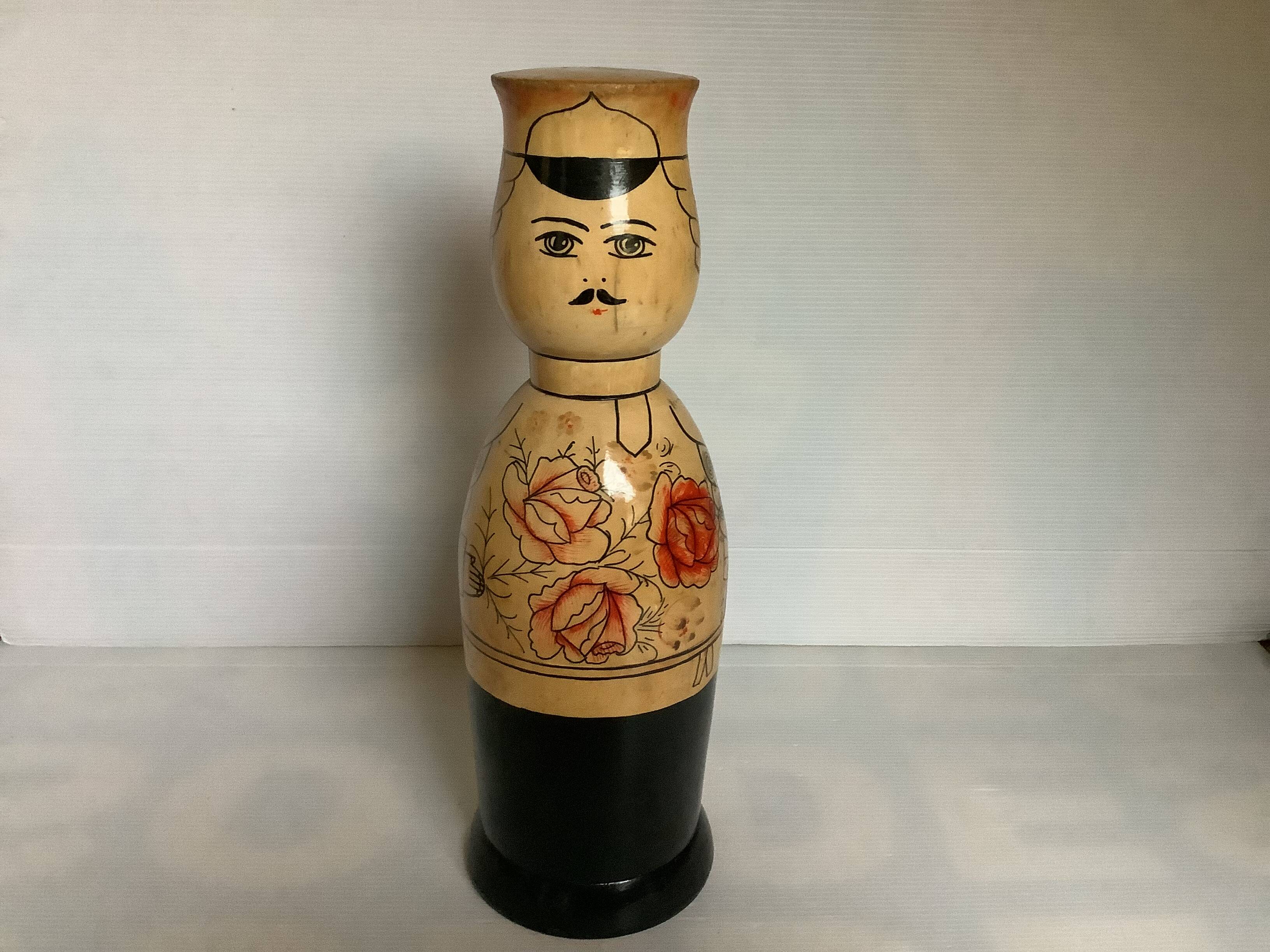 Large Russian doll bottle cover hand decorated