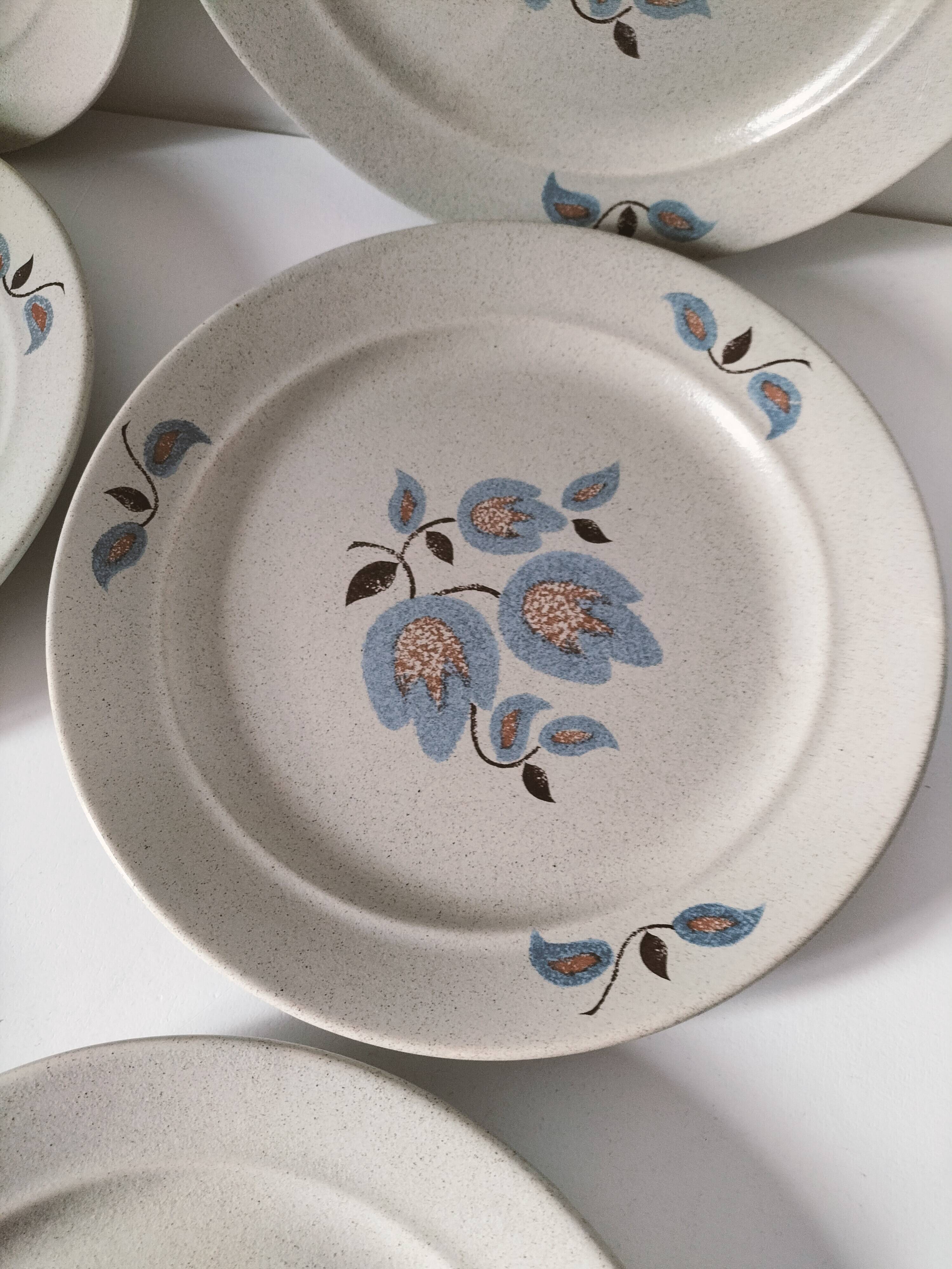 6 Saint-Amand stoneware dinner plates, Sologne pattern