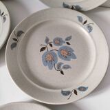 6 Saint-Amand stoneware dinner plates, Sologne pattern